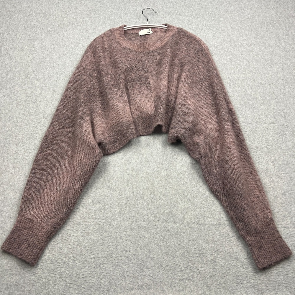 Aritzia Wilfred Free Sweater Women's Medium Cosmic Purple Crop Fuzzy Alpaca Wool